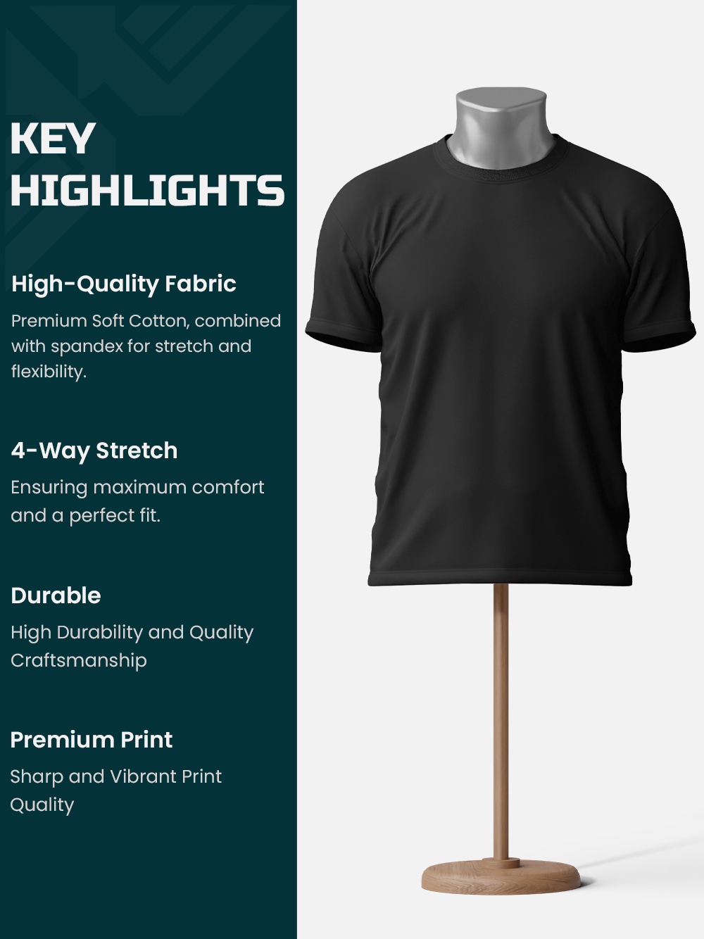 Essential Basic Plain T-Shirt -Black