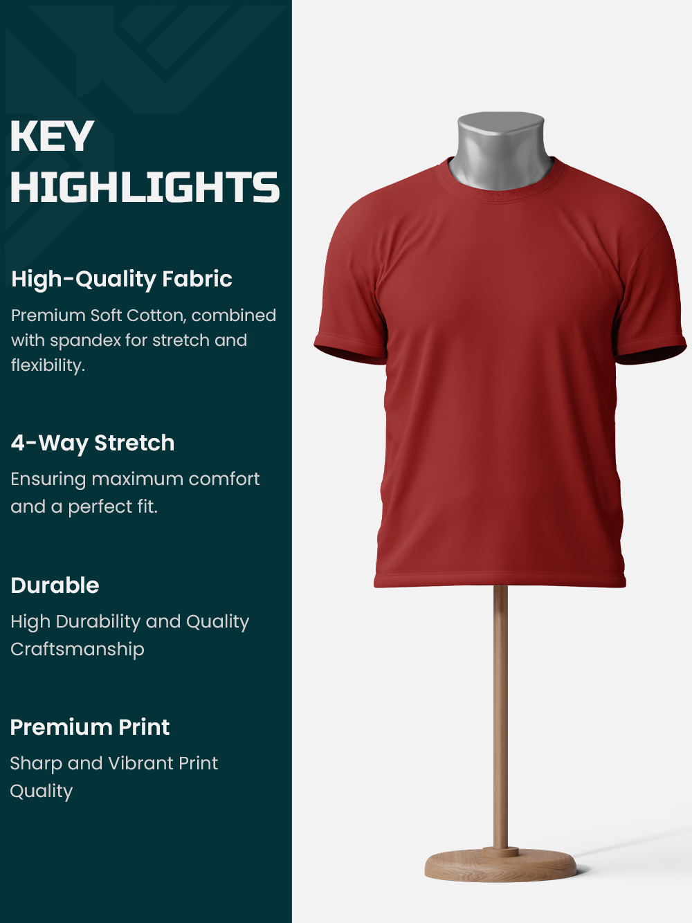 Essential Basic Plain T-Shirt - Red