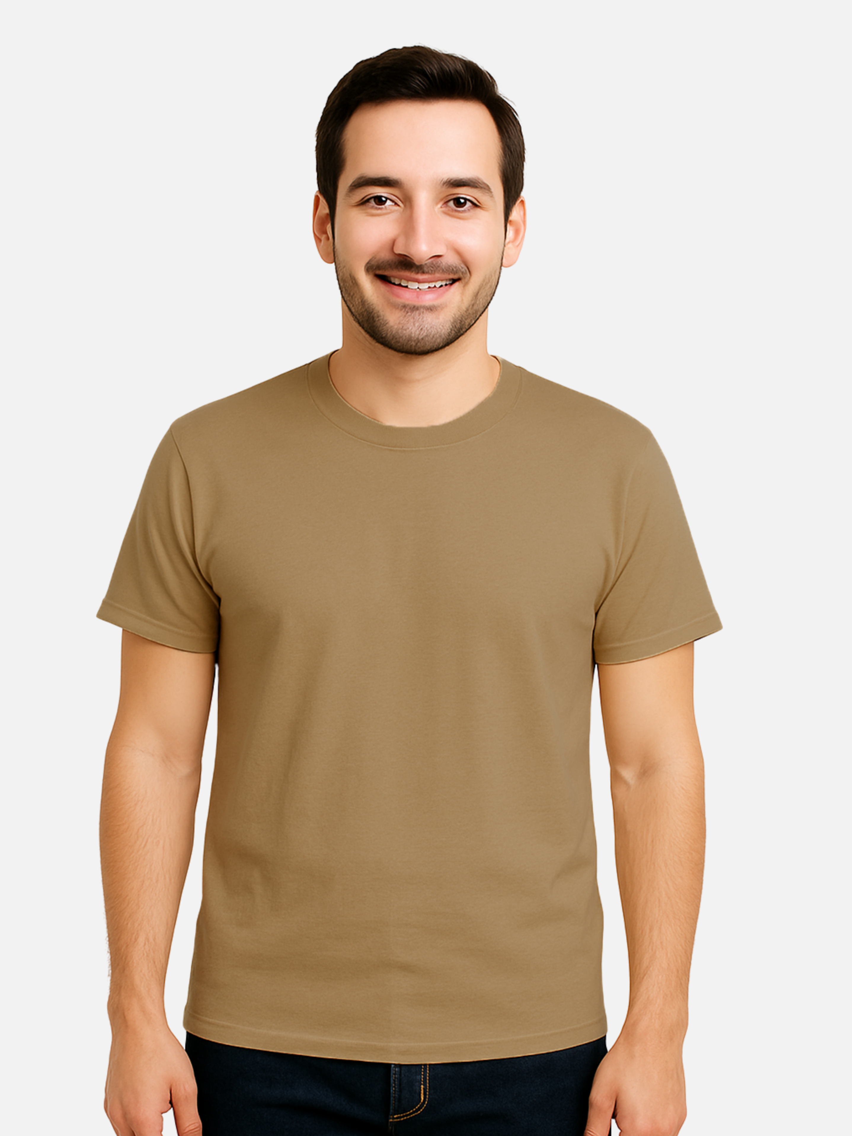 Essential Basic Plain T-Shirt - Beige