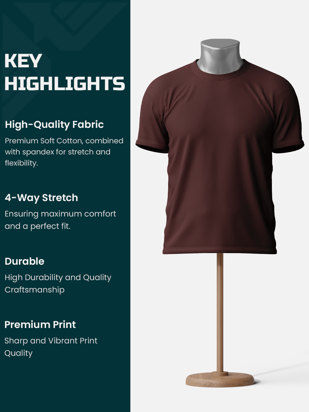 Essential Basic Plain T-Shirt -Wine