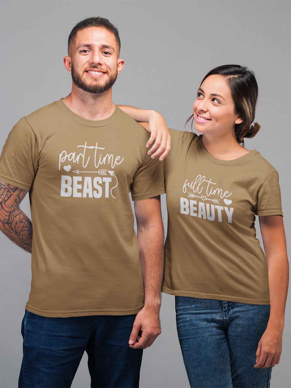 Part Time Beast & Full Time Beauty Couple T-Shirts Set