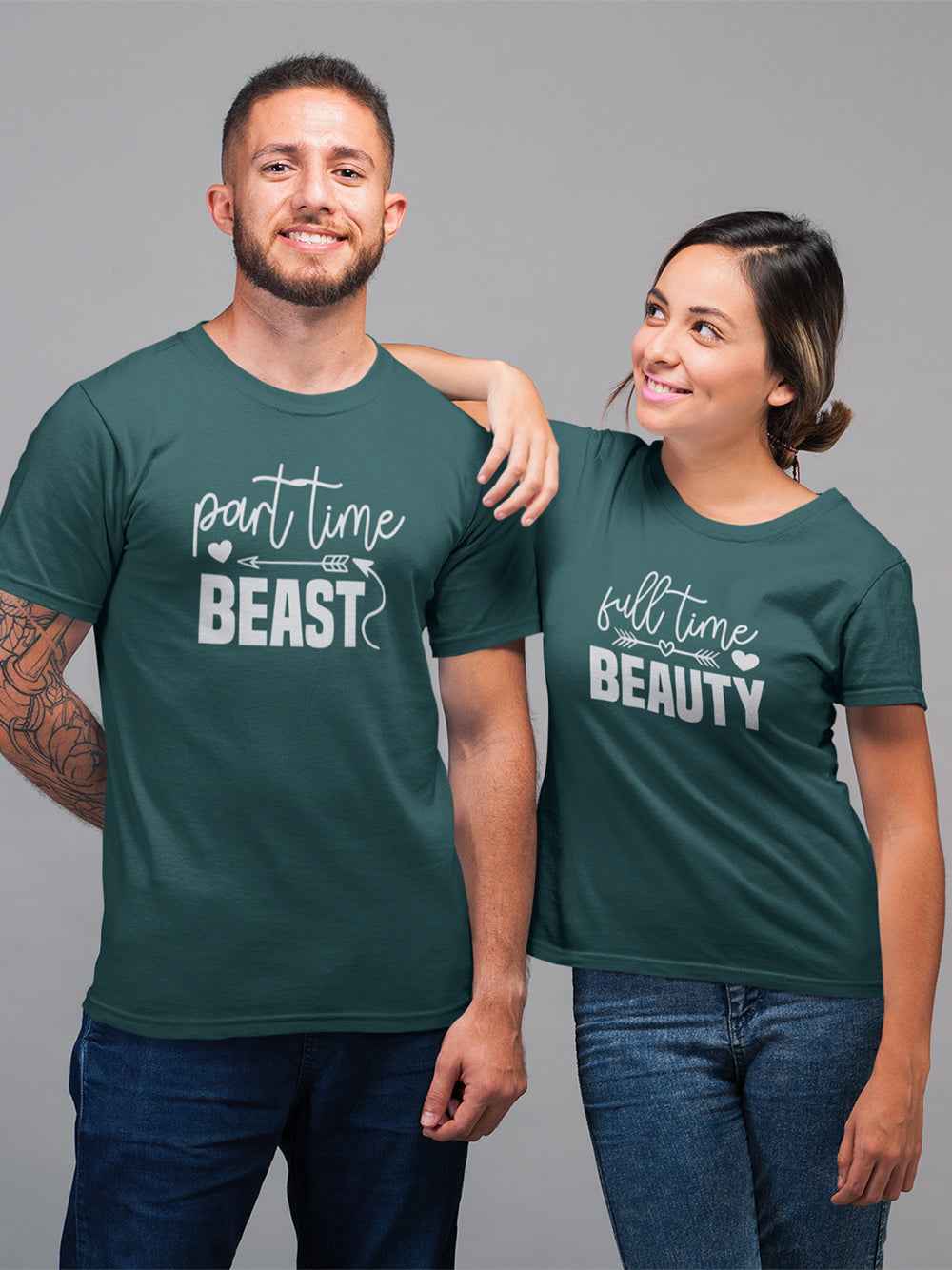 Part Time Beast & Full Time Beauty Couple T-Shirts Set