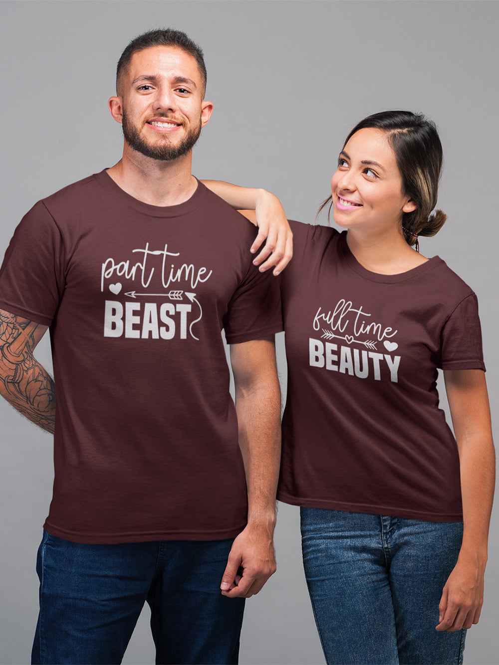 Part Time Beast & Full Time Beauty Couple T-Shirts Set