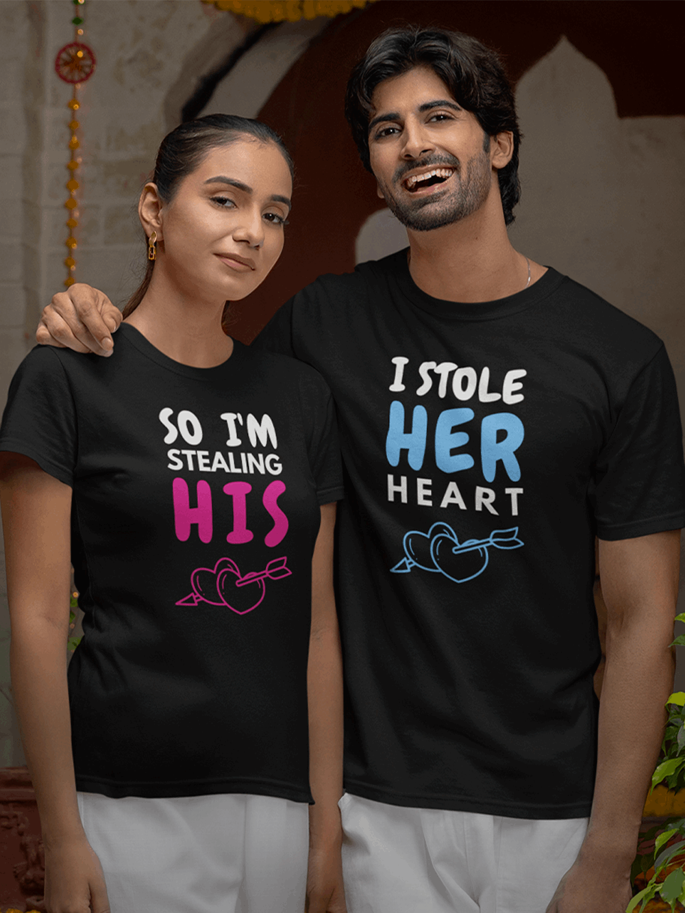 I Stole Her Heart' & 'So I'm Stealing His Couple T-Shirts - Black