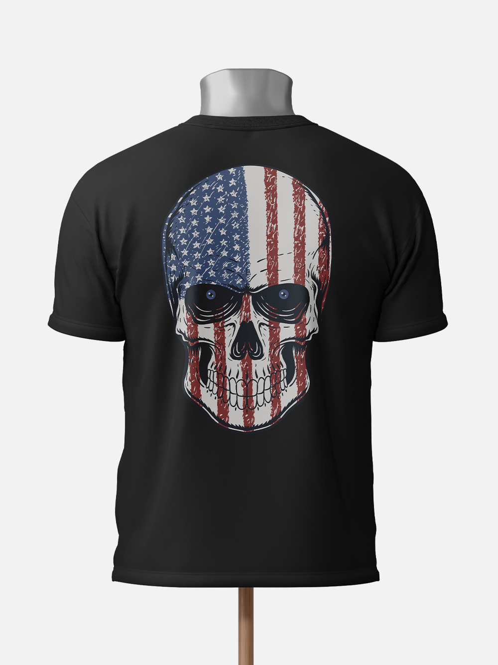 American Flag Skull Face Graphic T-Shirt