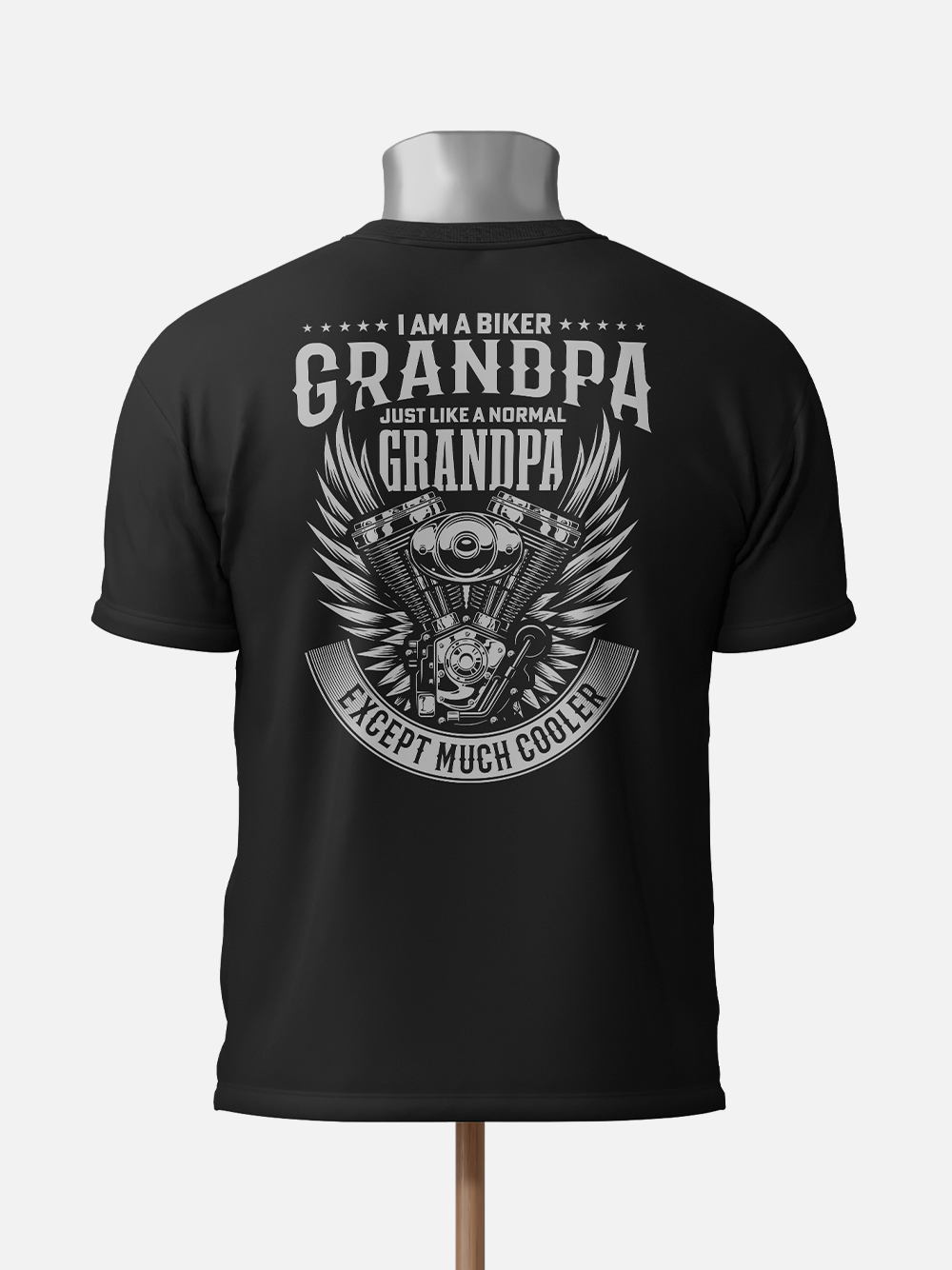 Biker Grandpa, Cool Engine Graphic Biker T-Shirt