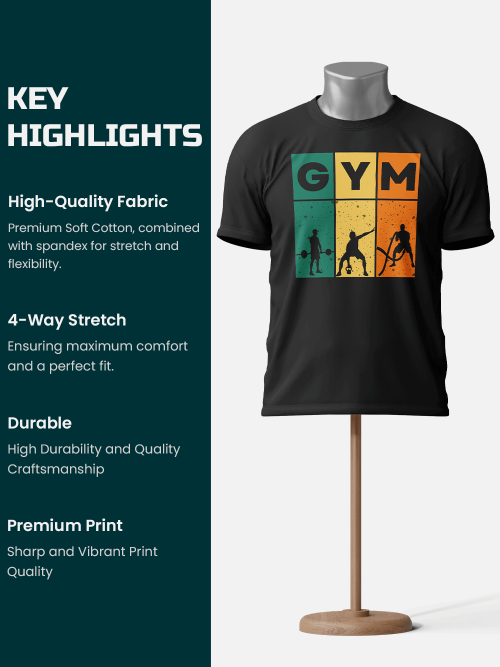 GYM Silhouette Series - Premium Black T-shirt