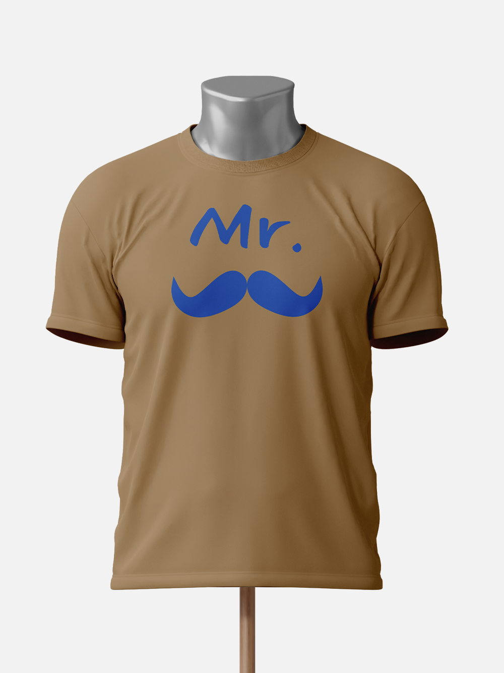 Mr. and Mrs. Couple T-Shirts Set - Beige Color