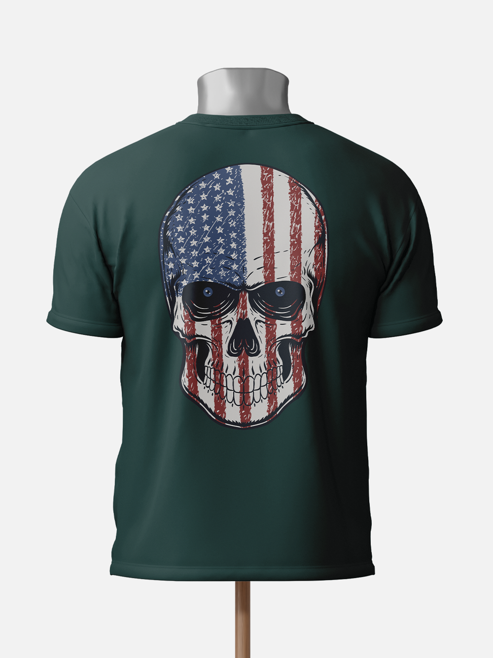 American Flag Skull Face Graphic T-Shirt