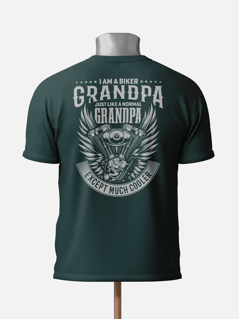 Biker Grandpa, Cool Engine Graphic Biker T-Shirt