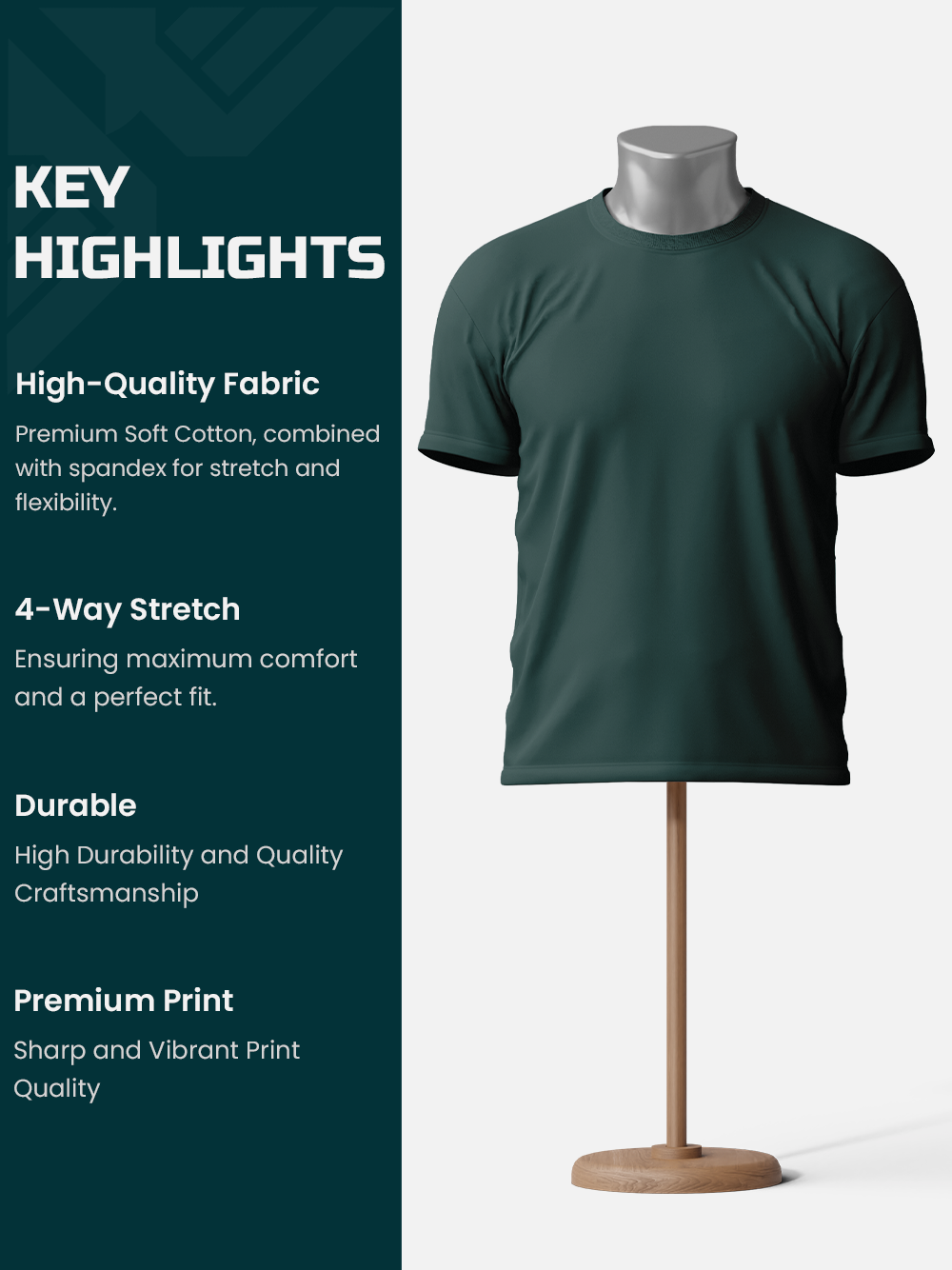 Essential Basic Plain T-Shirt - Forest Green