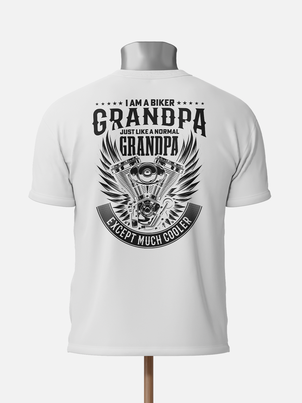 Biker Grandpa, Cool Engine Graphic Biker T-Shirt