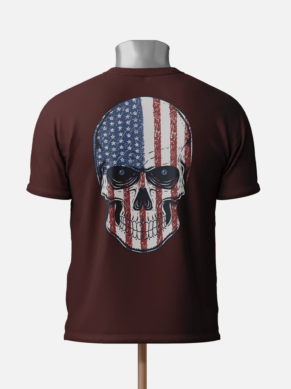 American Flag Skull Face Graphic T-Shirt