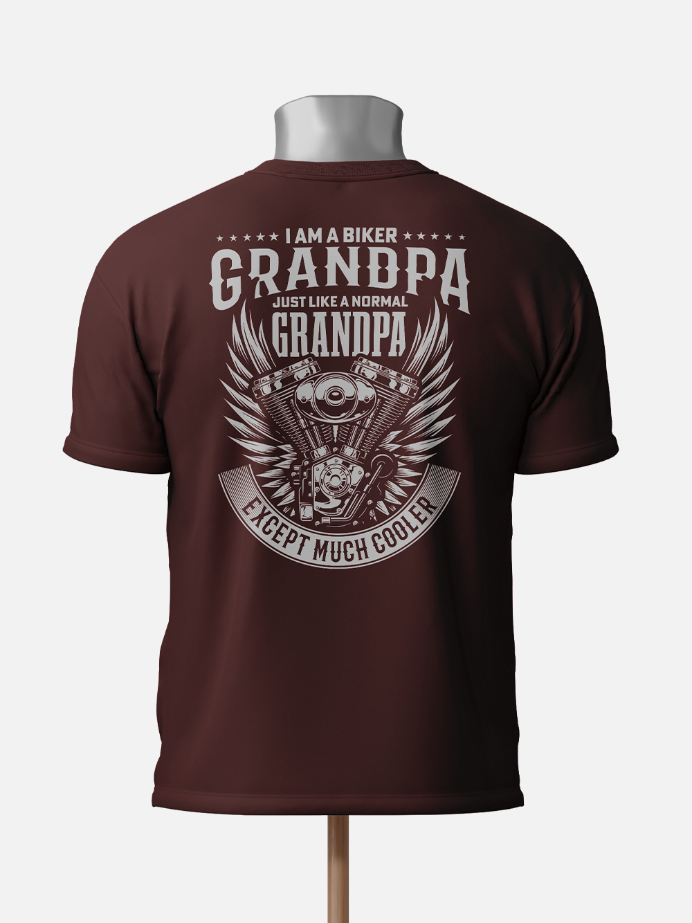 Biker Grandpa, Cool Engine Graphic Biker T-Shirt