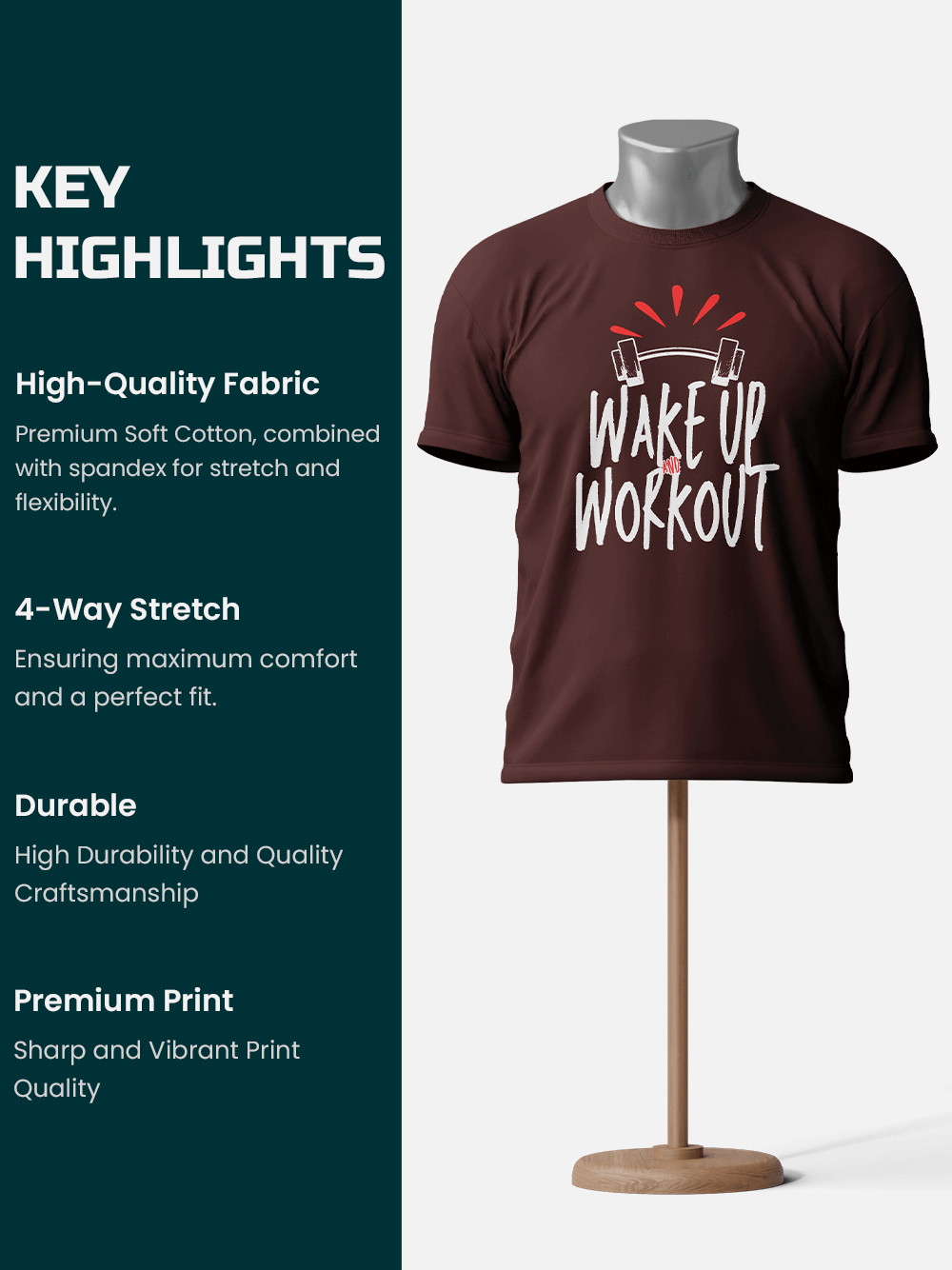 Wake Up and Workout - Wine Color T-Shirt