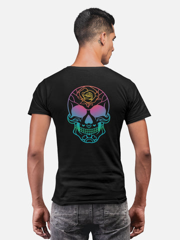 Colorful Sugar Skull Rose Graphic T-Shirt