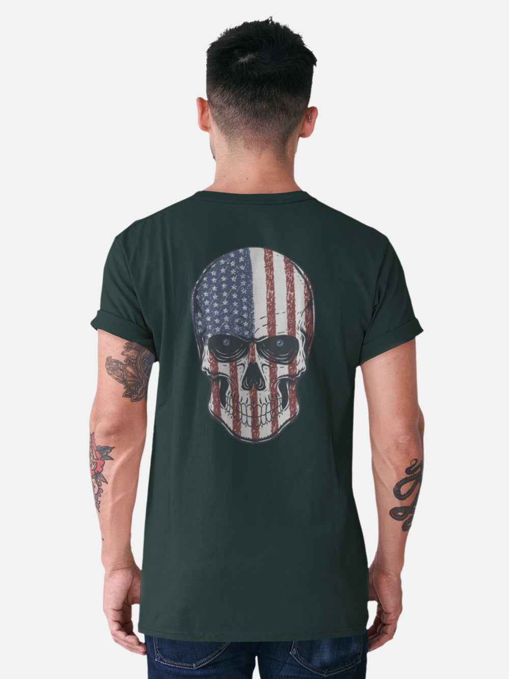 American Flag Skull Face Graphic T-Shirt