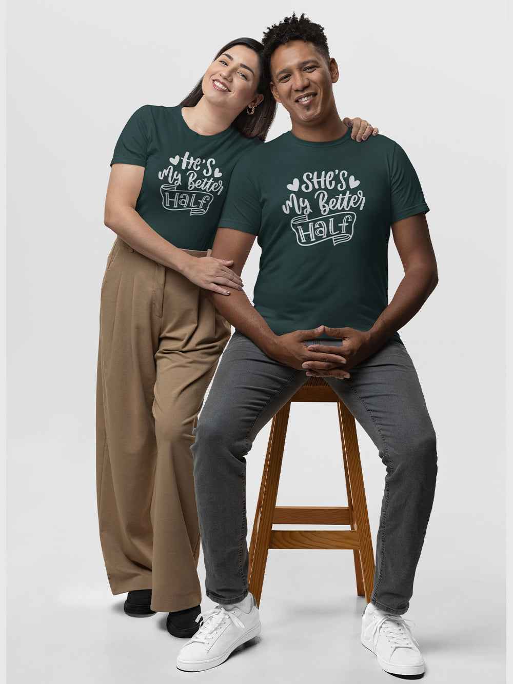 He's My Better Half, She's My Better Half - Couple T-Shirt