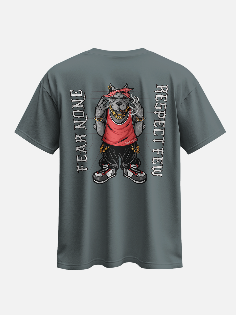 Gangsta Bulldog – "Respect Few, Fear None" Oversized Street T-Shirt