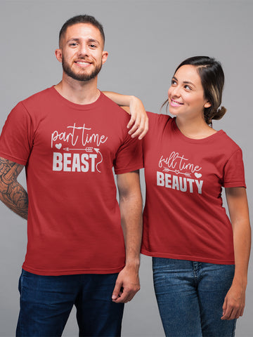 Part Time Beast & Full Time Beauty Couple T-Shirts Set