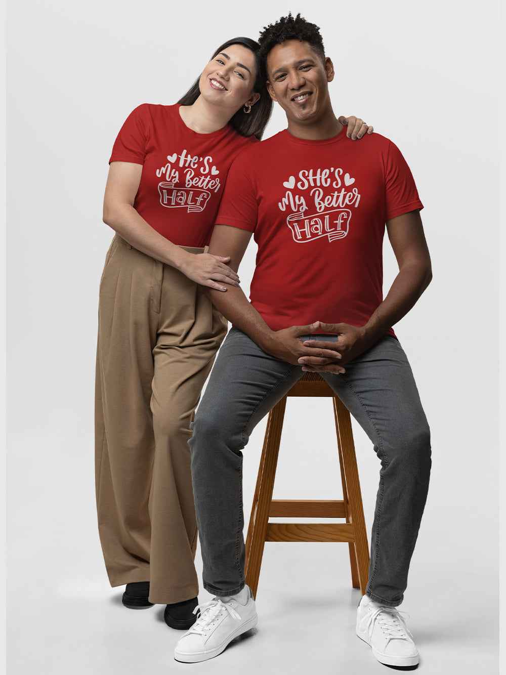 He's My Better Half, She's My Better Half - Couple T-Shirt