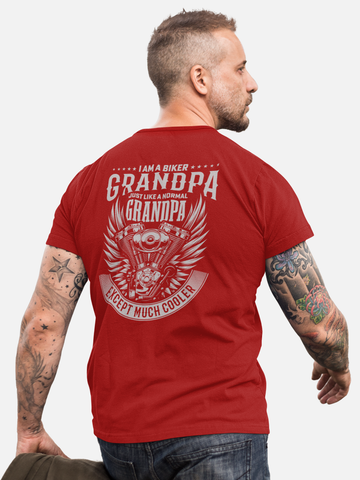 Biker Grandpa, Cool Engine Graphic Biker T-Shirt