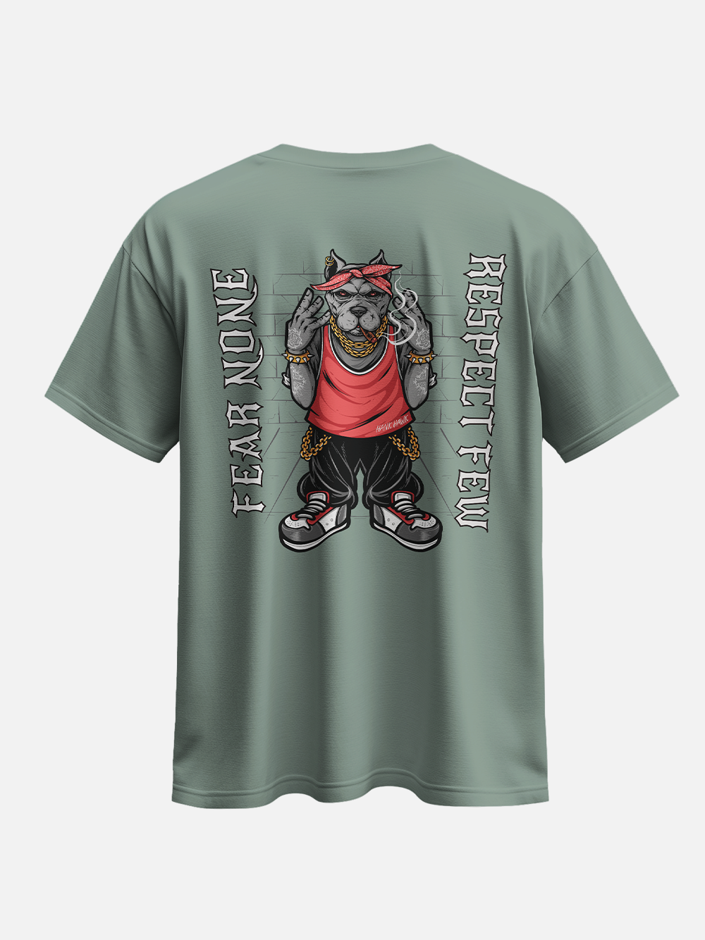 Gangsta Bulldog – "Respect Few, Fear None" Oversized Street T-Shirt