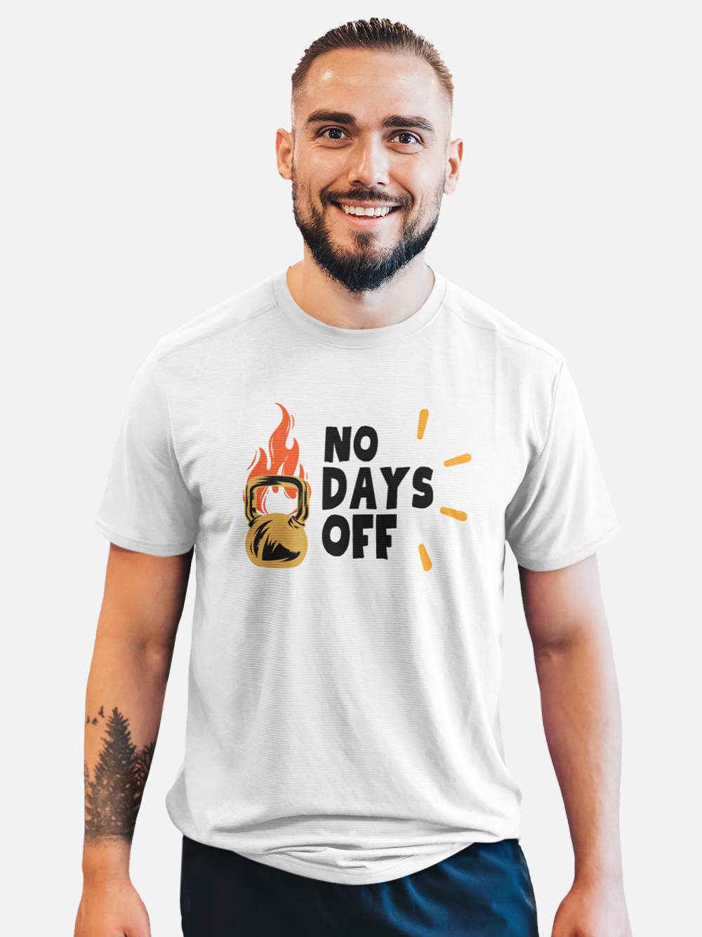 No Days Off White - Cotton Lycra T-Shirt