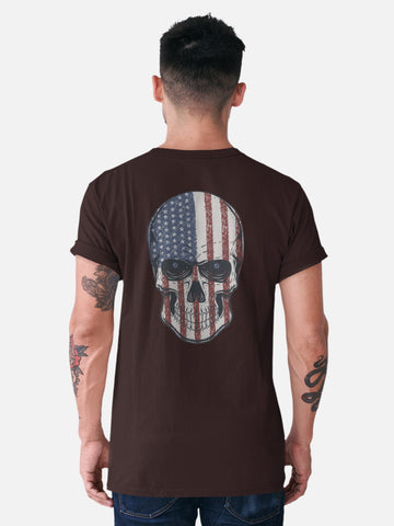 American Flag Skull Face Graphic T-Shirt